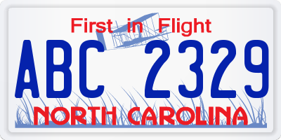 NC license plate ABC2329