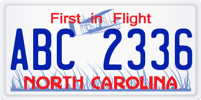 NC license plate ABC2336
