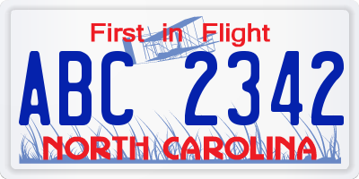 NC license plate ABC2342