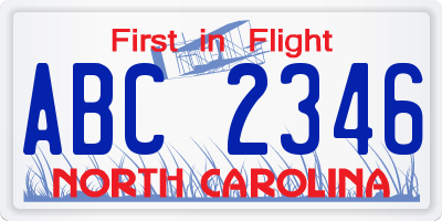 NC license plate ABC2346
