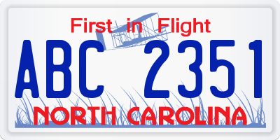 NC license plate ABC2351