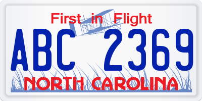 NC license plate ABC2369