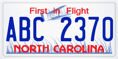 NC license plate ABC2370