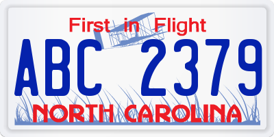 NC license plate ABC2379