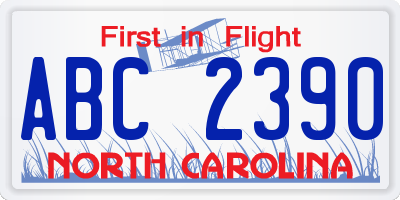 NC license plate ABC2390