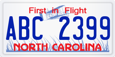 NC license plate ABC2399