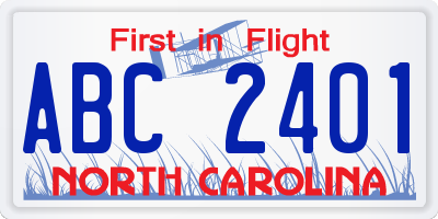 NC license plate ABC2401