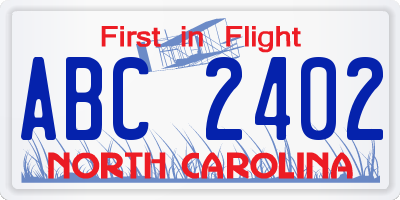 NC license plate ABC2402
