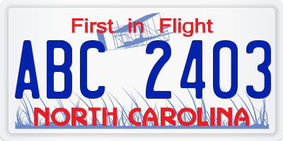 NC license plate ABC2403