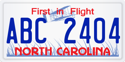 NC license plate ABC2404