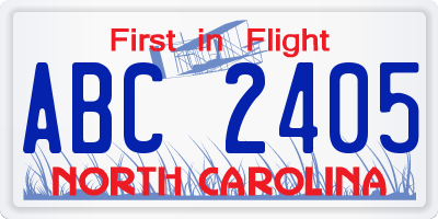 NC license plate ABC2405