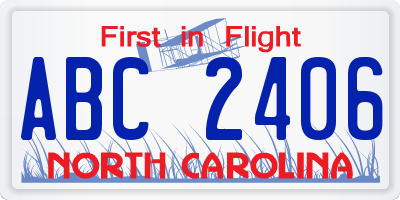 NC license plate ABC2406