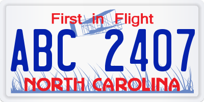 NC license plate ABC2407