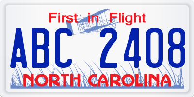 NC license plate ABC2408