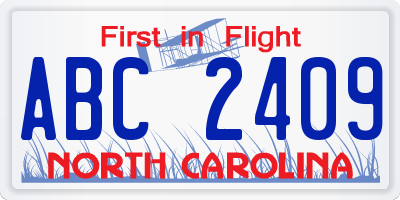 NC license plate ABC2409