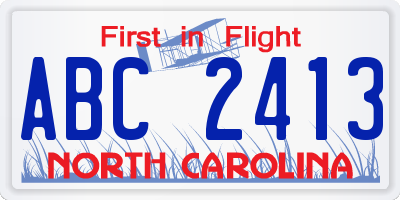 NC license plate ABC2413