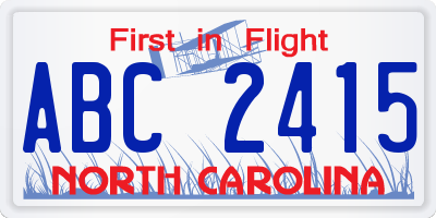 NC license plate ABC2415
