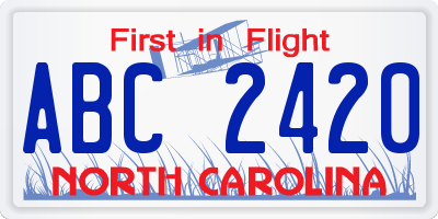 NC license plate ABC2420