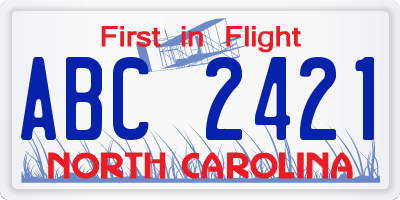 NC license plate ABC2421