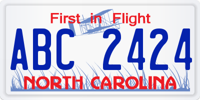 NC license plate ABC2424