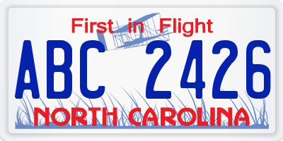 NC license plate ABC2426