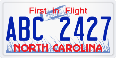 NC license plate ABC2427