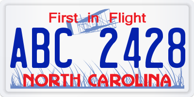 NC license plate ABC2428