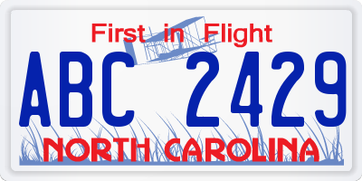 NC license plate ABC2429
