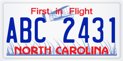 NC license plate ABC2431