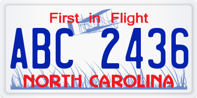 NC license plate ABC2436