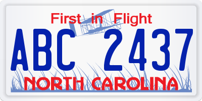 NC license plate ABC2437