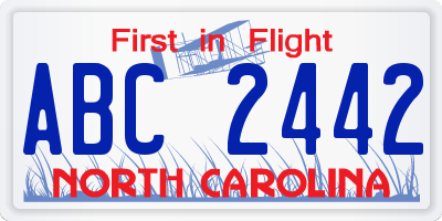 NC license plate ABC2442