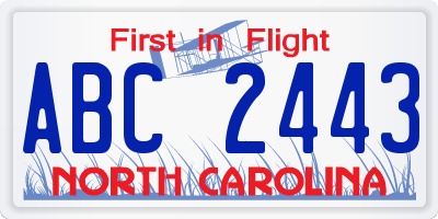 NC license plate ABC2443