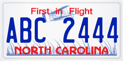 NC license plate ABC2444