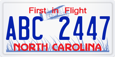 NC license plate ABC2447
