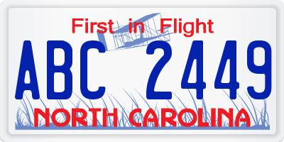 NC license plate ABC2449
