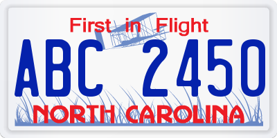 NC license plate ABC2450