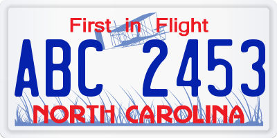 NC license plate ABC2453