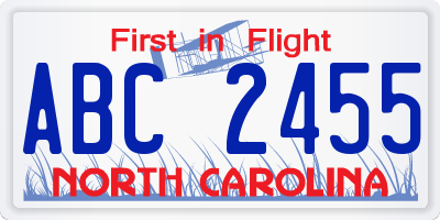 NC license plate ABC2455