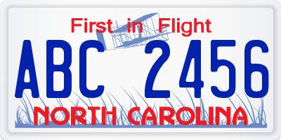 NC license plate ABC2456