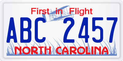 NC license plate ABC2457