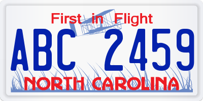 NC license plate ABC2459