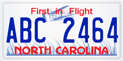 NC license plate ABC2464