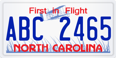 NC license plate ABC2465