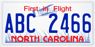 NC license plate ABC2466