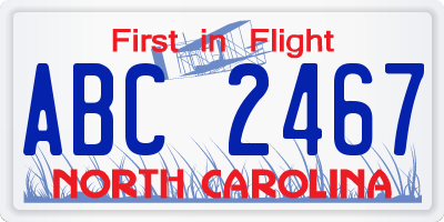 NC license plate ABC2467