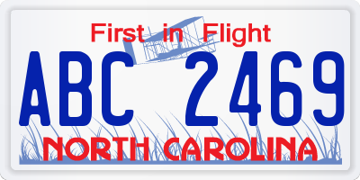 NC license plate ABC2469