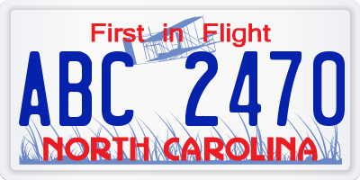 NC license plate ABC2470