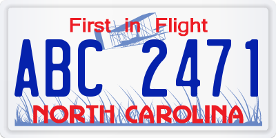 NC license plate ABC2471