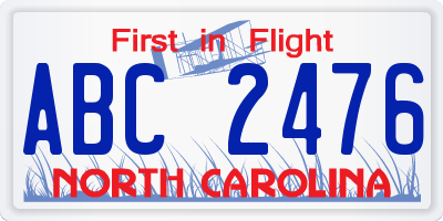 NC license plate ABC2476